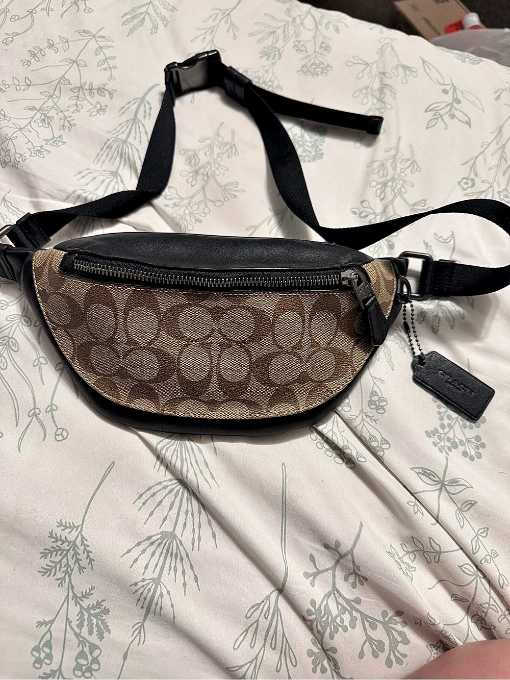 Coach Warren Mini Belt Bag In Signature Canvas Brown & Black